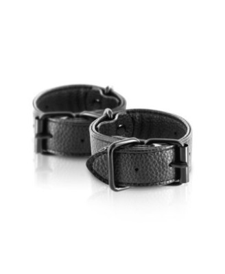Menottes simili cuir noir ajustables Fetish Tentation 